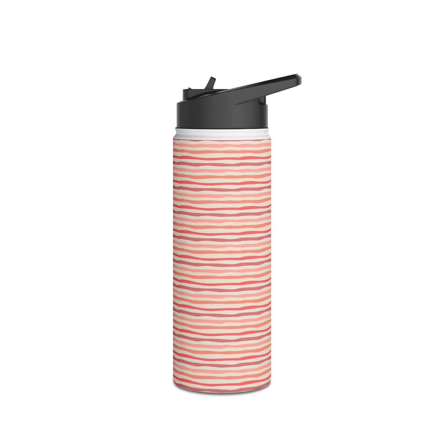 Wave Lines Peach Tones Stainless Steel Water Bottle, Standard Lid