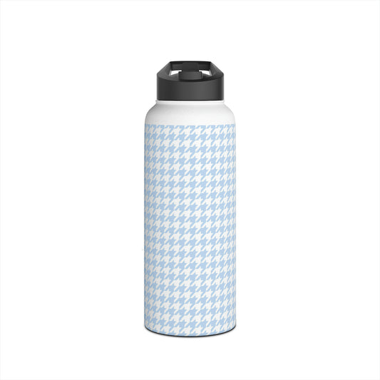 Herringbone Blue Stainless Steel Water Bottle, Standard Lid