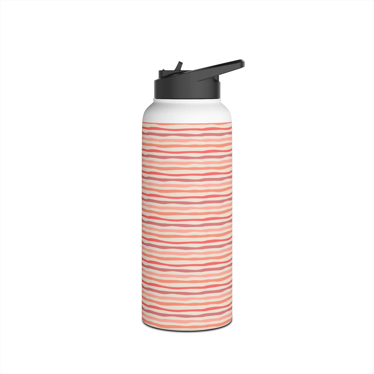 Wave Lines Peach Tones Stainless Steel Water Bottle, Standard Lid