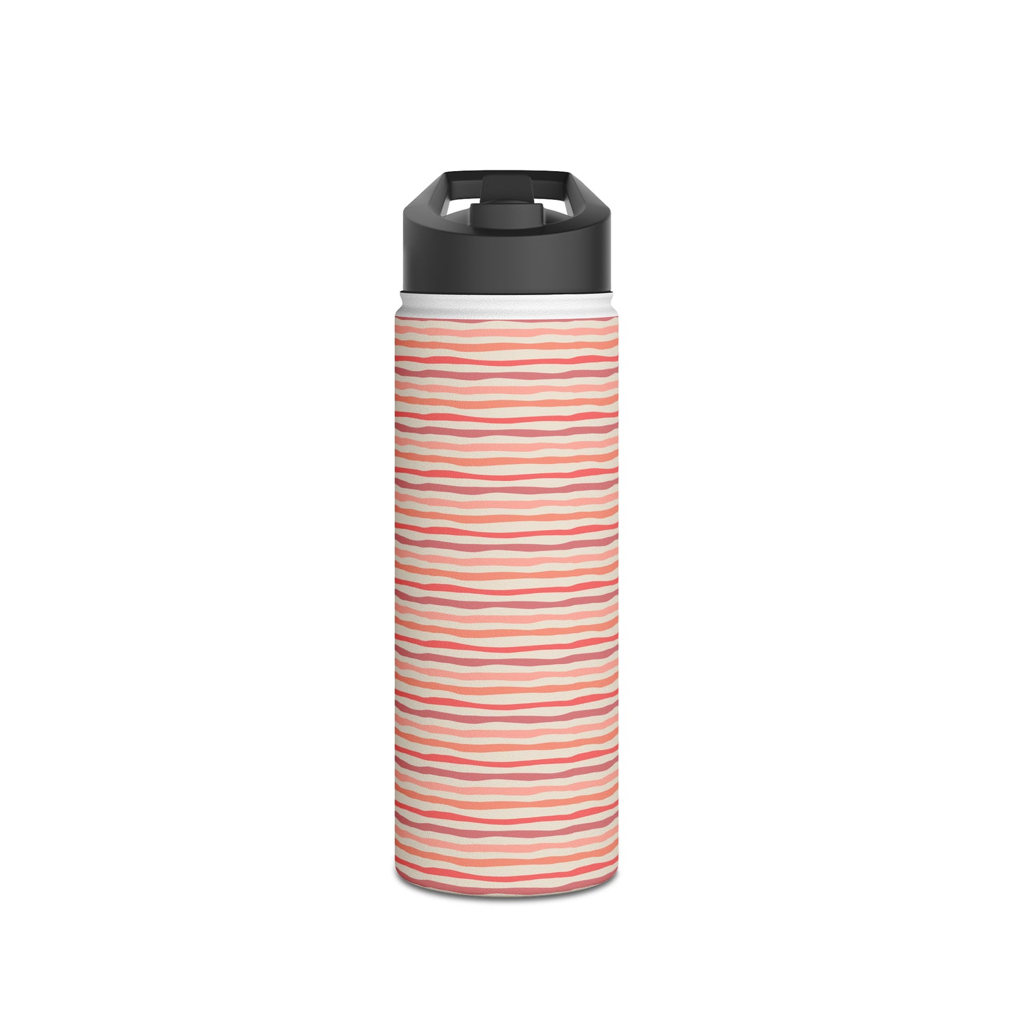 Wave Lines Peach Tones Stainless Steel Water Bottle, Standard Lid