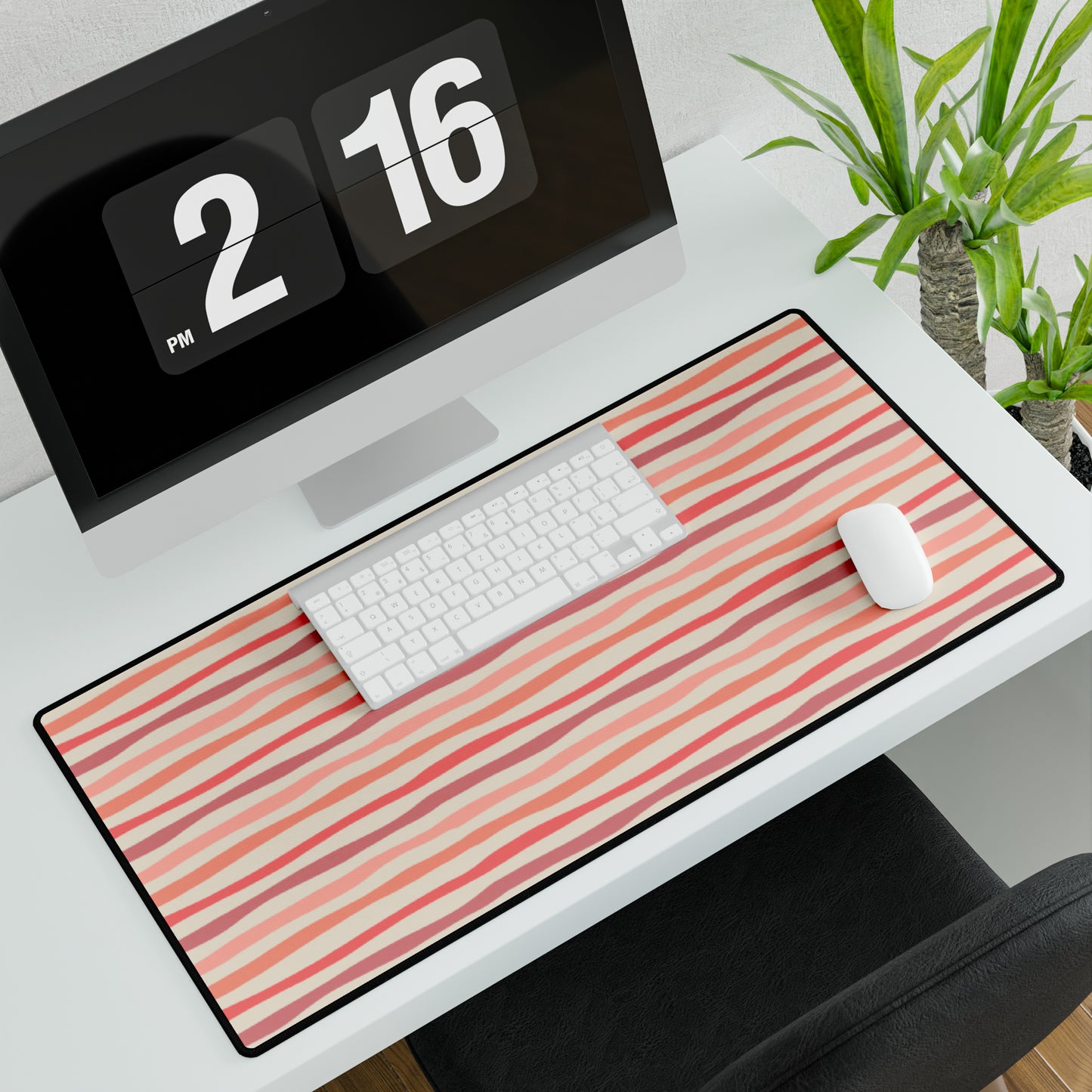 Wave Lines Peach Tones Desk Mat