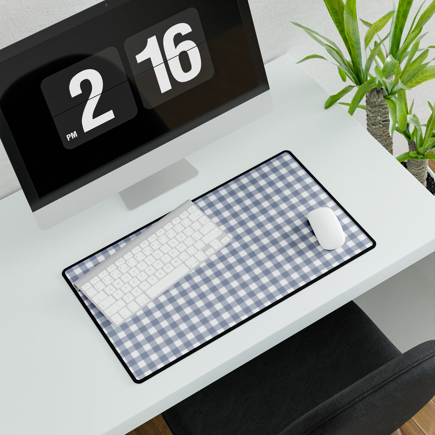 Gingham - Cobalt Blue + White Desk Mat