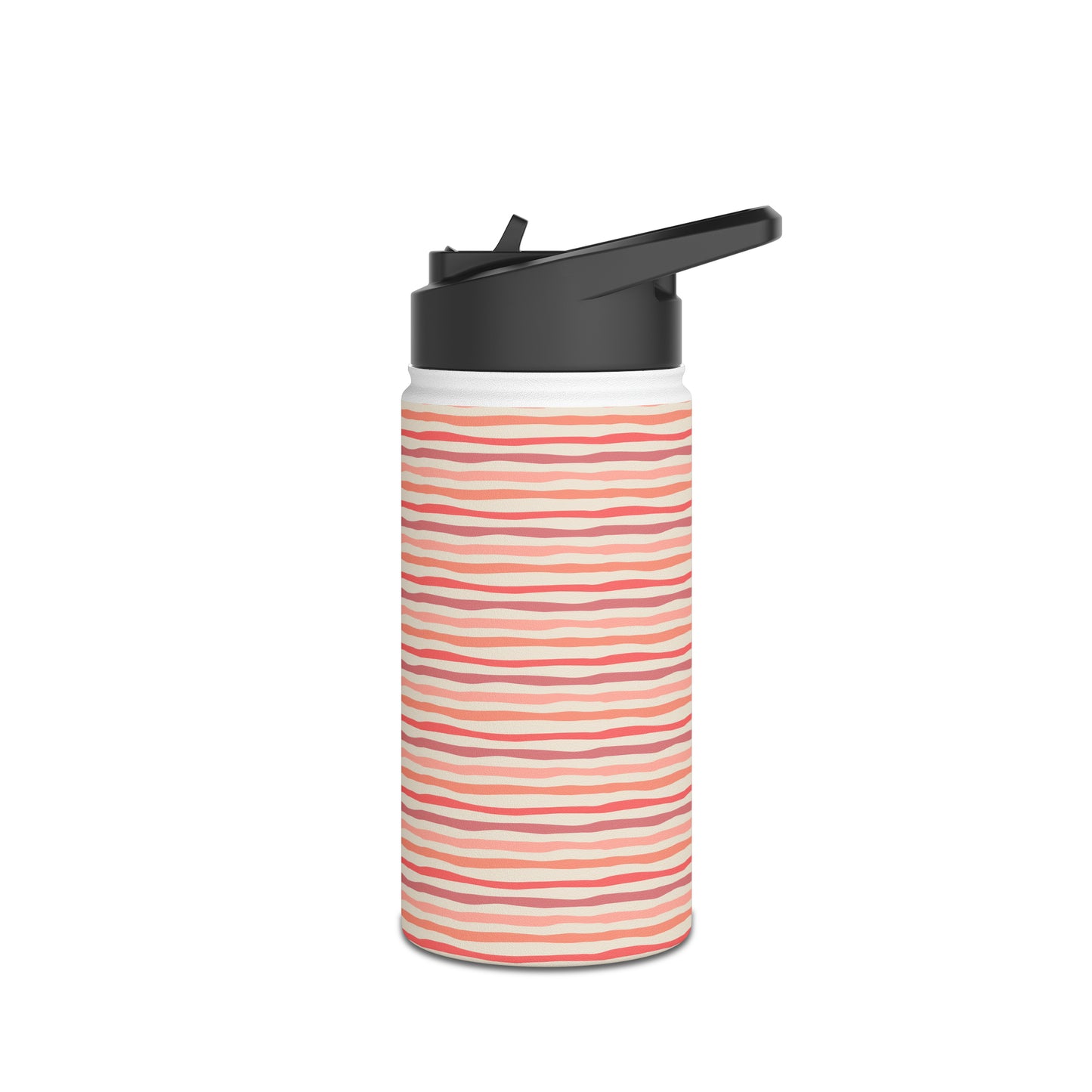 Wave Lines Peach Tones Stainless Steel Water Bottle, Standard Lid