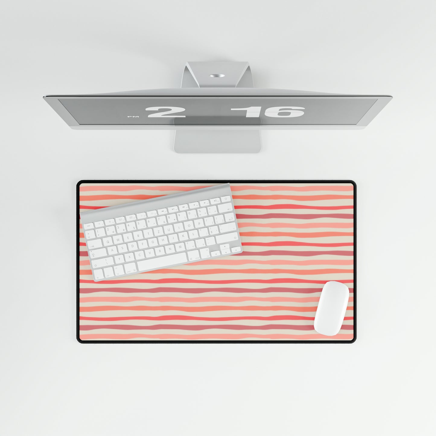 Wave Lines Peach Tones Desk Mat