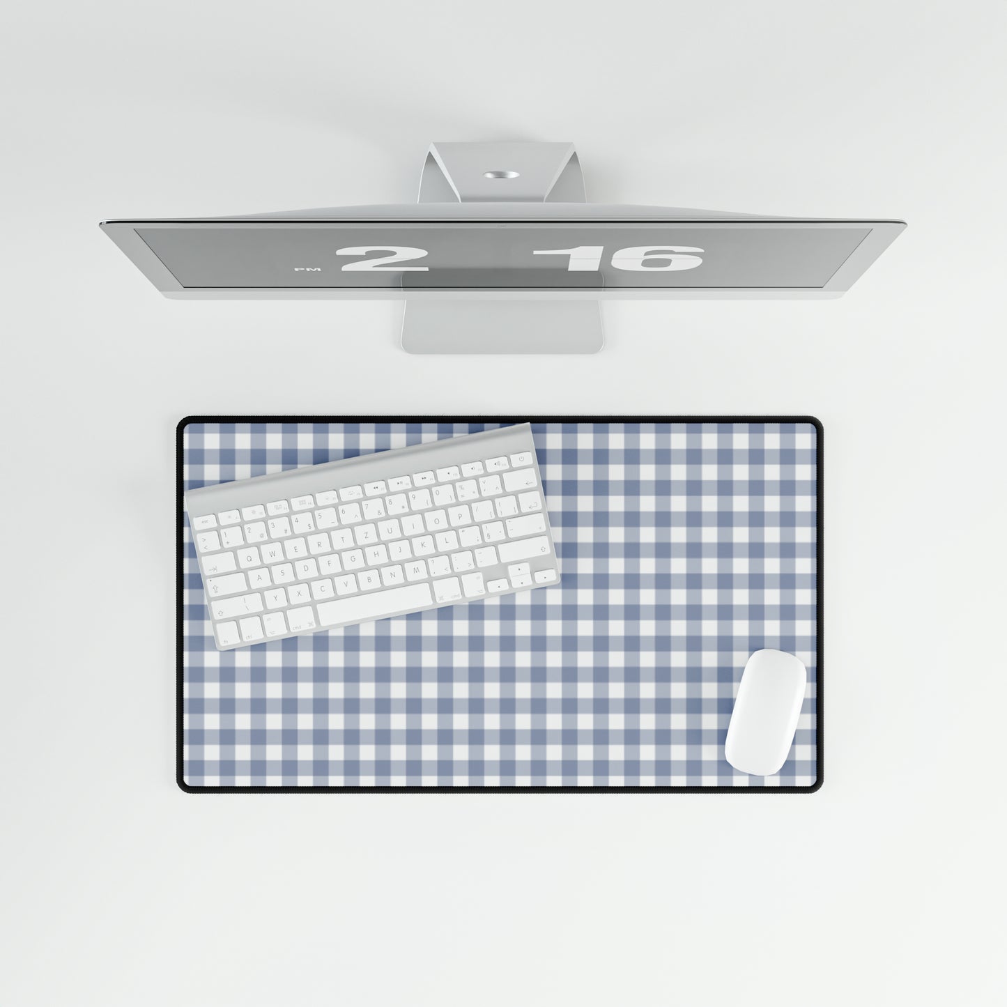 Gingham - Cobalt Blue + White Desk Mat