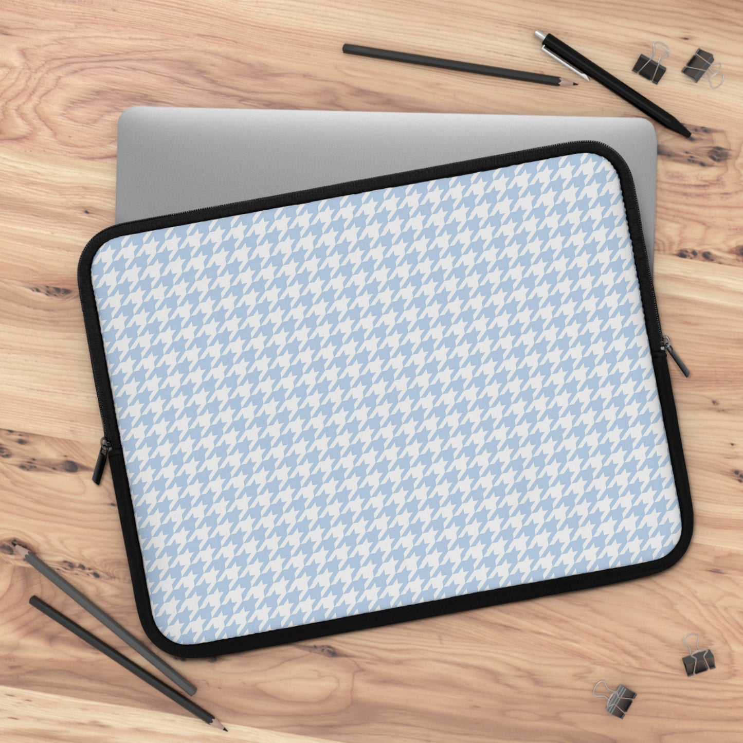 Skyblue Houndstooth Laptop Sleeve