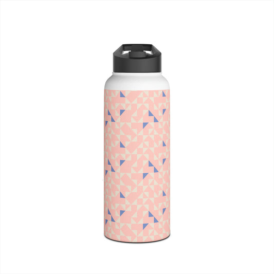 Peach Pearl Geometric Stainless Steel Water Bottle, Standard Lid