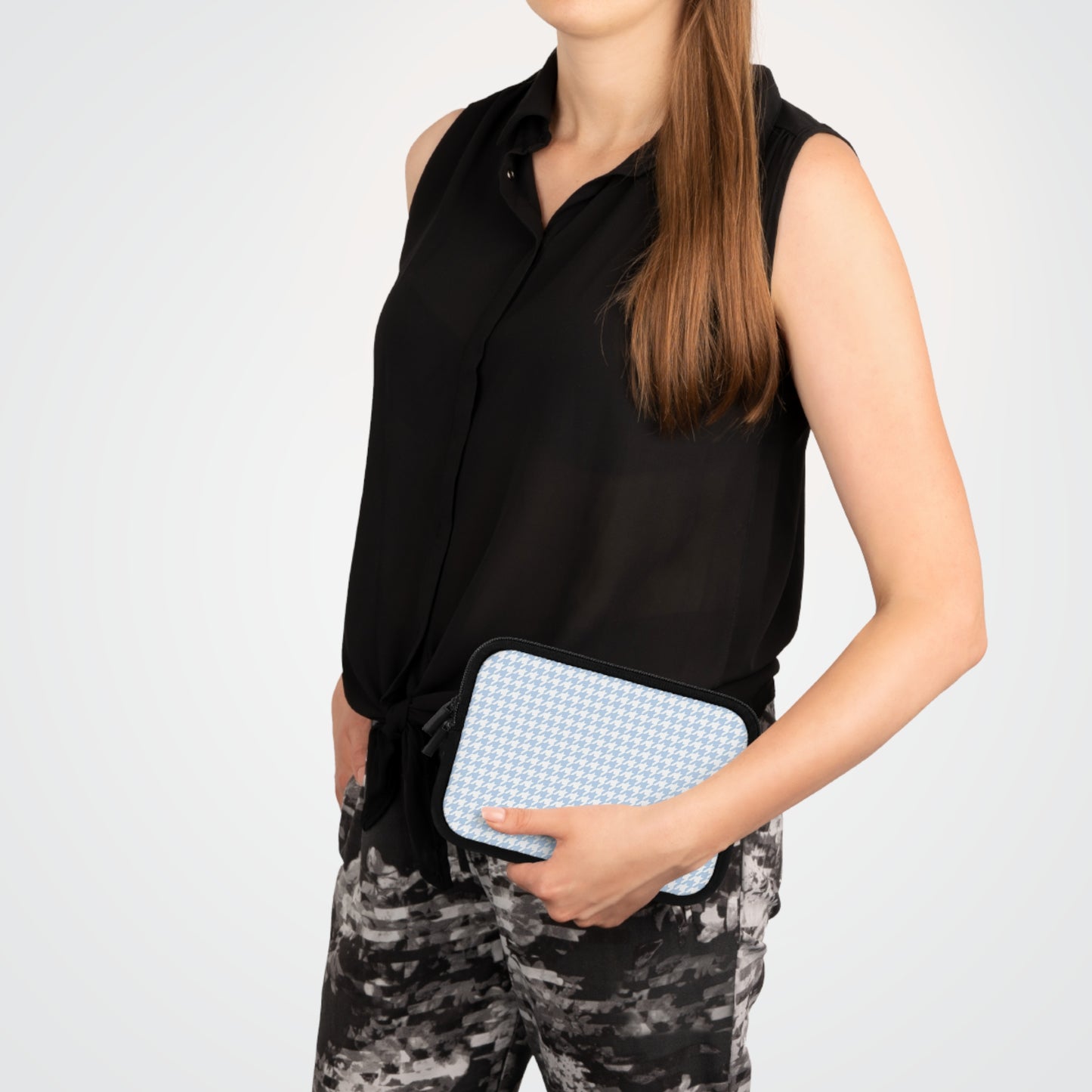 Skyblue Houndstooth Laptop Sleeve