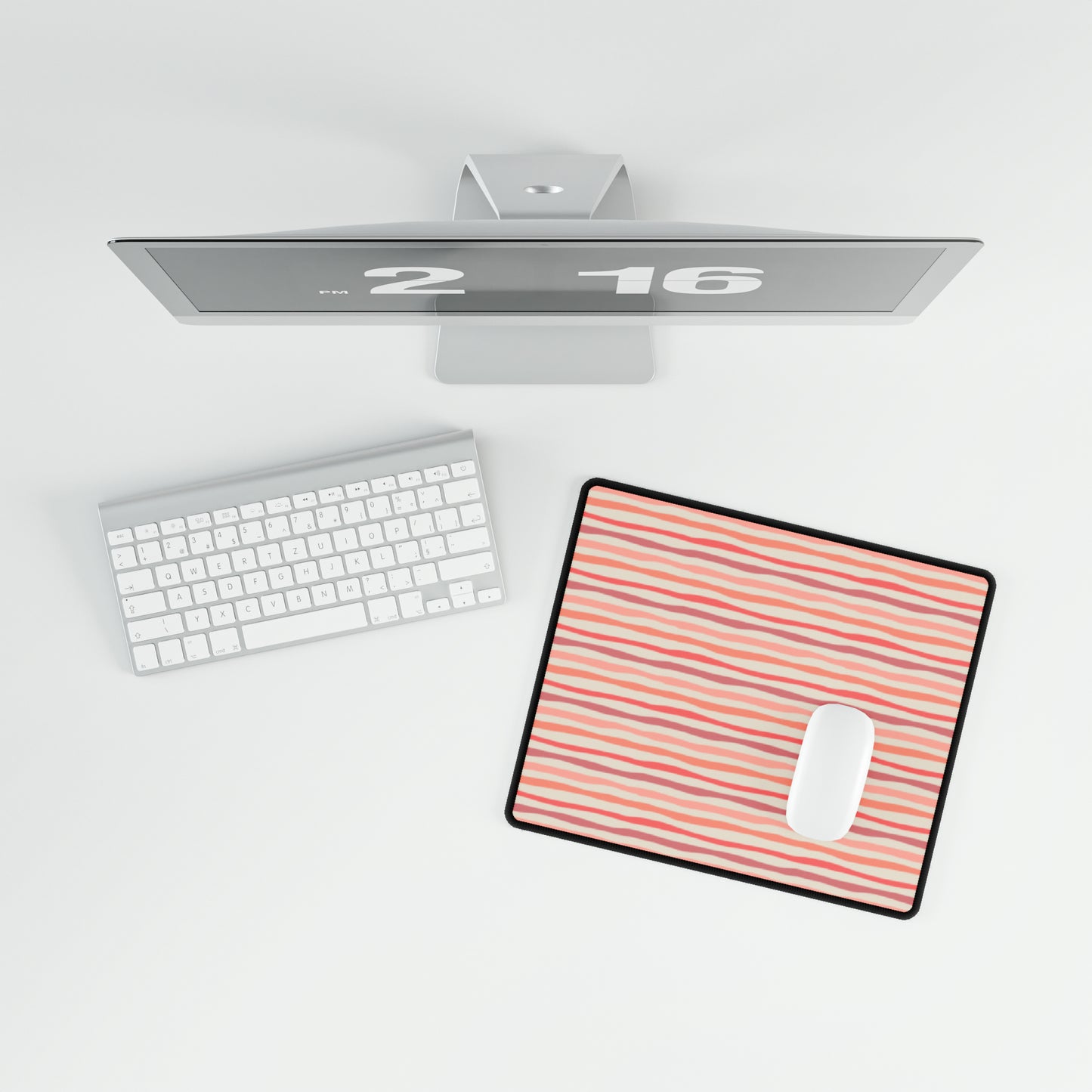 Wave Lines Peach Tones Desk Mat