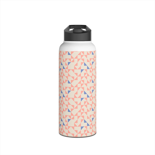 Geometric Creamy Peach Tones Stainless Steel Water Bottle, Standard Lid