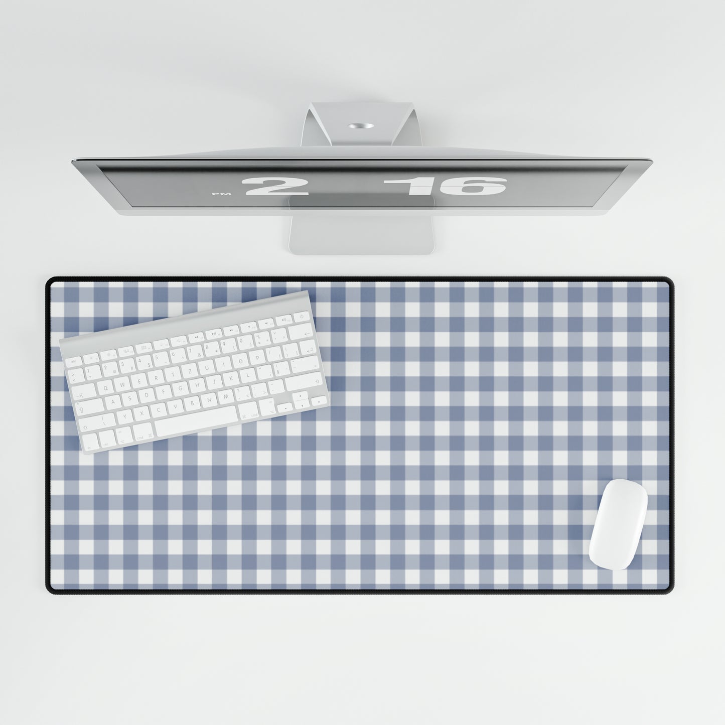 Gingham - Cobalt Blue + White Desk Mat