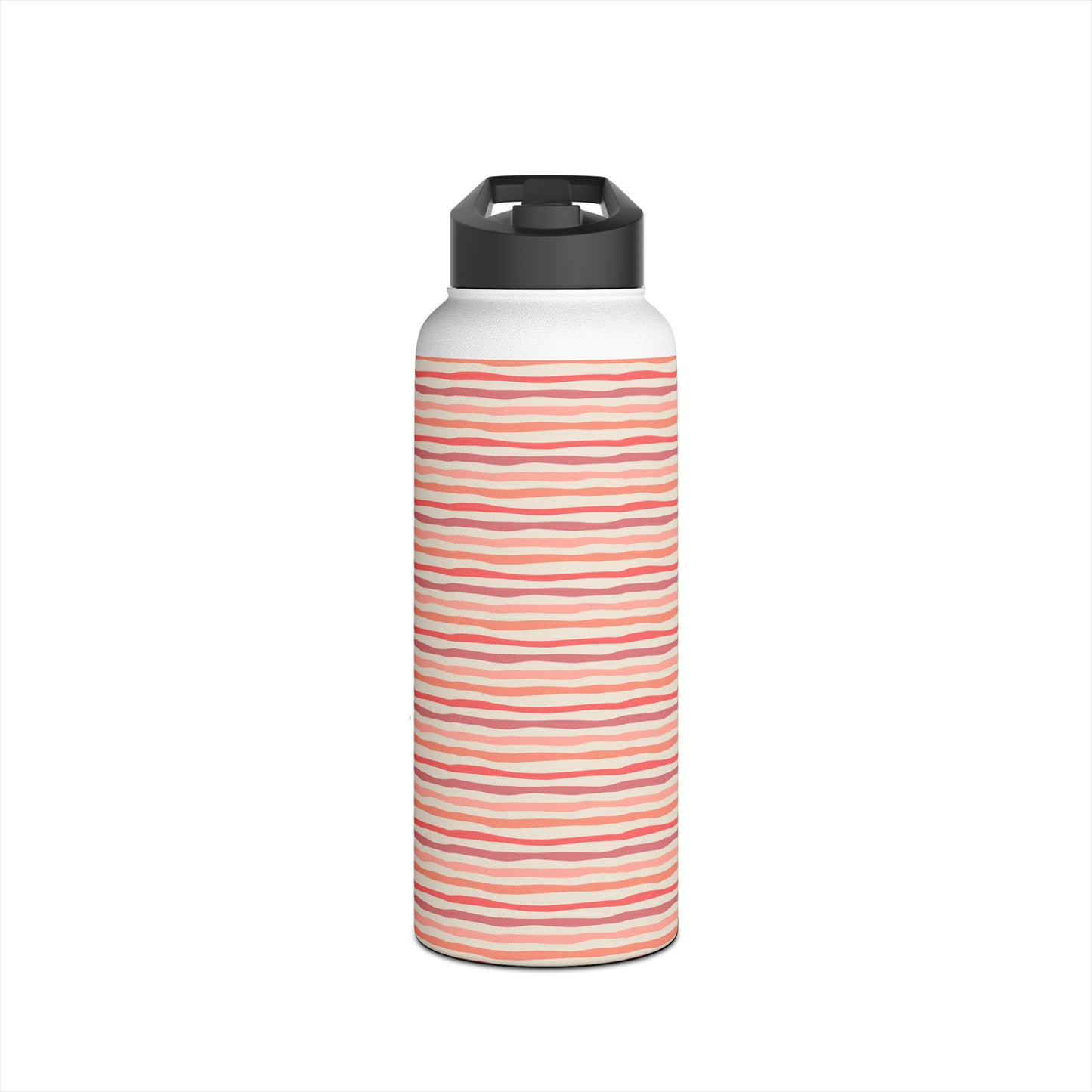 Wave Lines Peach Tones Stainless Steel Water Bottle, Standard Lid