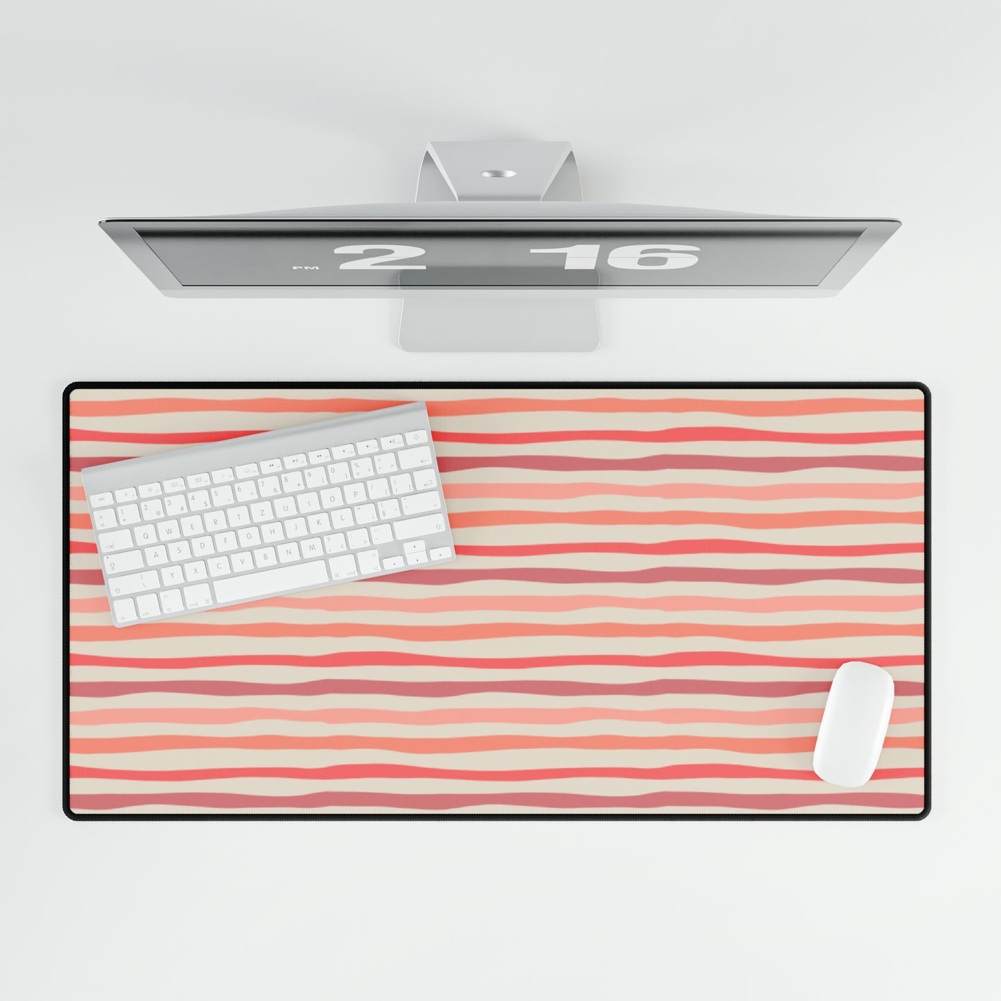 Wave Lines Peach Tones Desk Mat