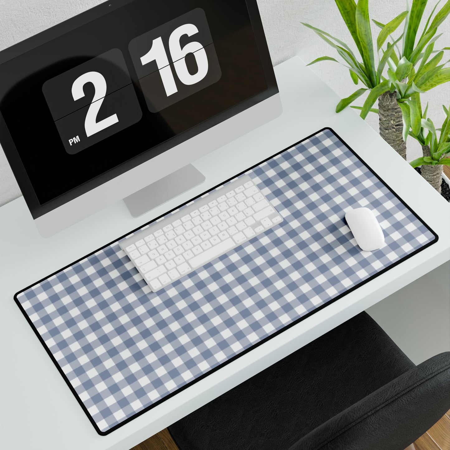 Gingham - Cobalt Blue + White Desk Mat