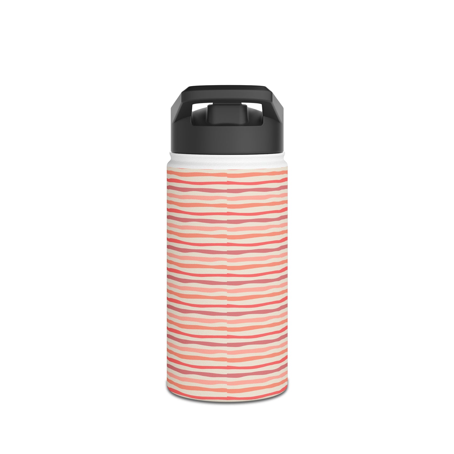 Wave Lines Peach Tones Stainless Steel Water Bottle, Standard Lid