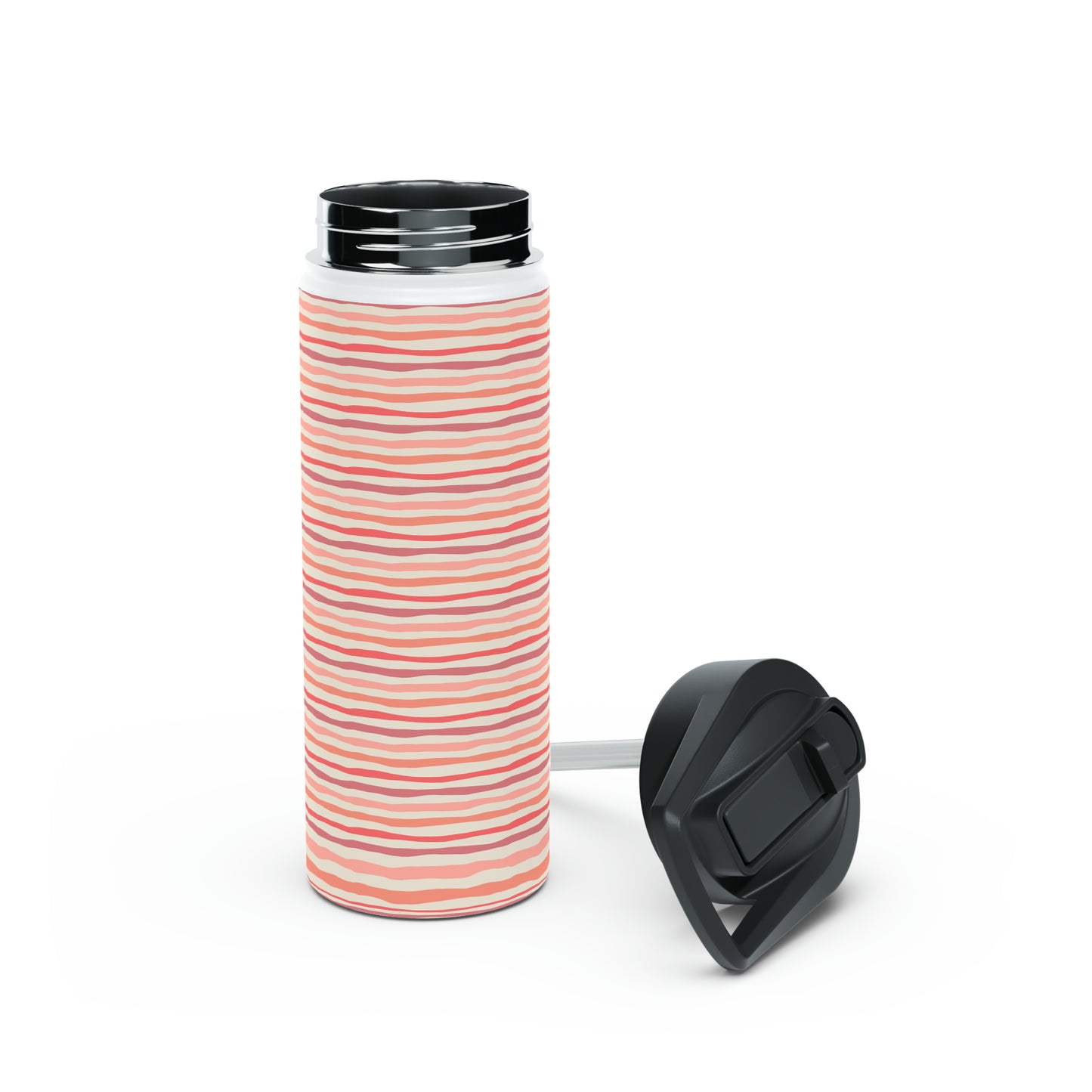 Wave Lines Peach Tones Stainless Steel Water Bottle, Standard Lid