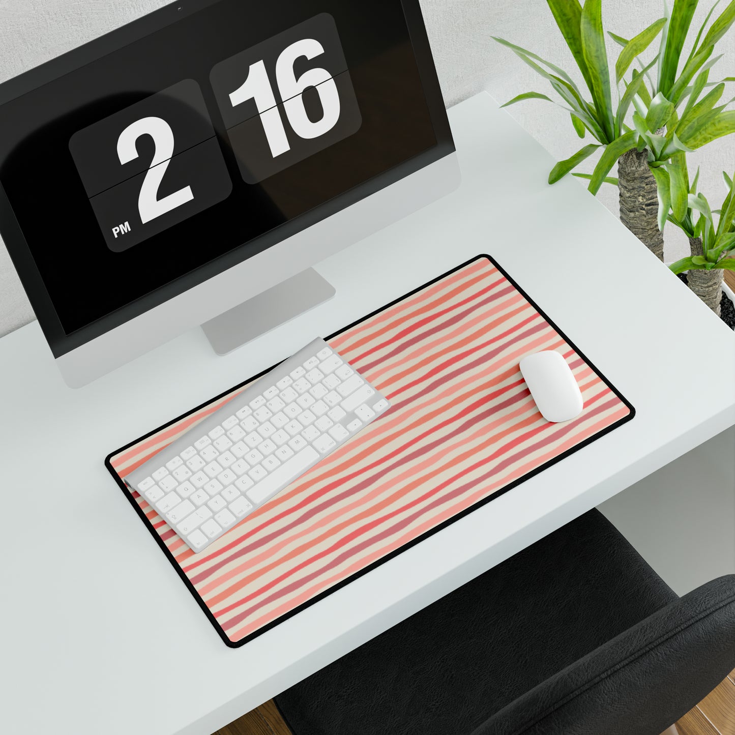 Wave Lines Peach Tones Desk Mat