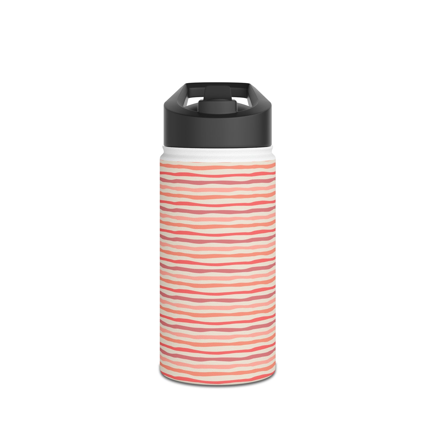 Wave Lines Peach Tones Stainless Steel Water Bottle, Standard Lid