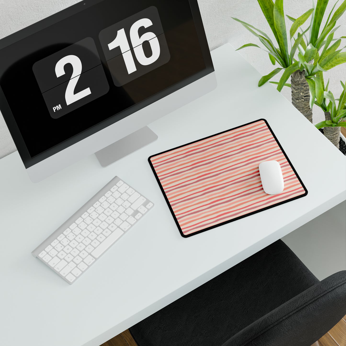 Wave Lines Peach Tones Desk Mat