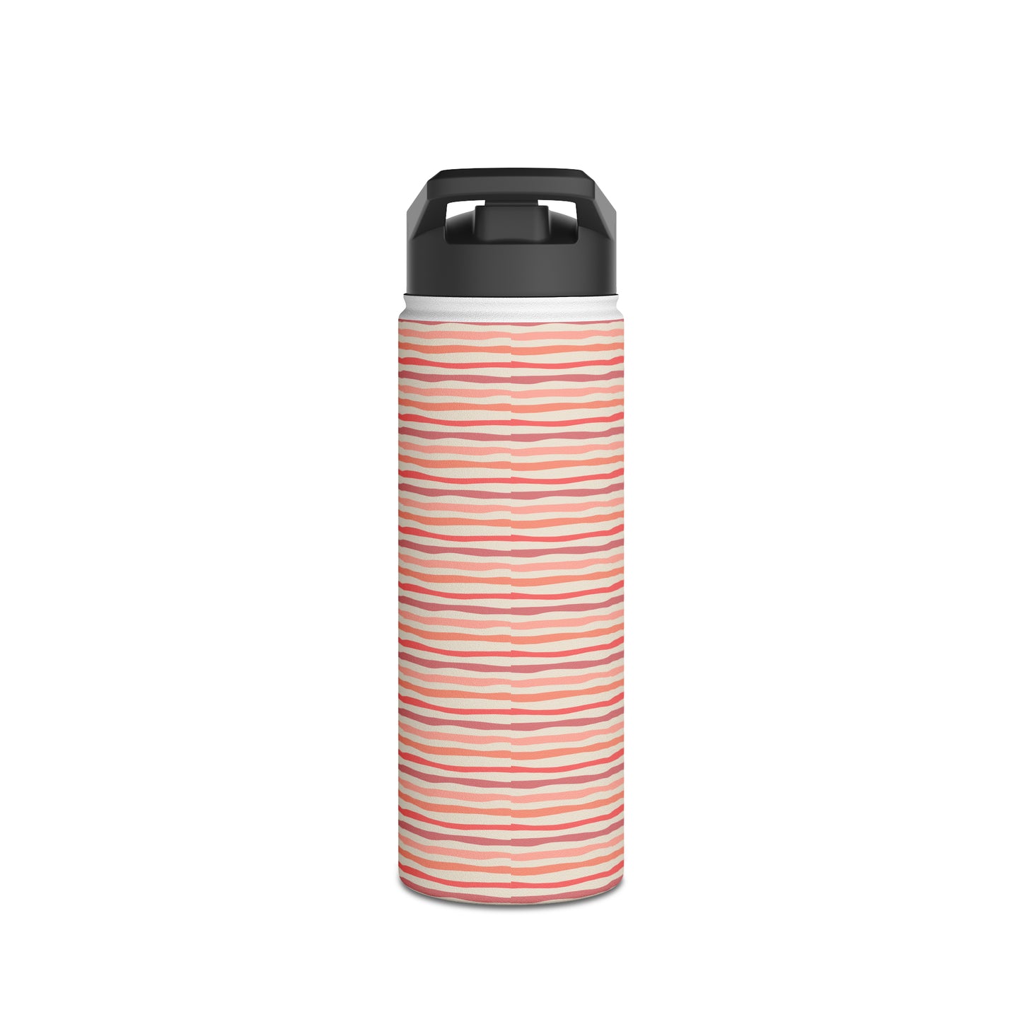 Wave Lines Peach Tones Stainless Steel Water Bottle, Standard Lid