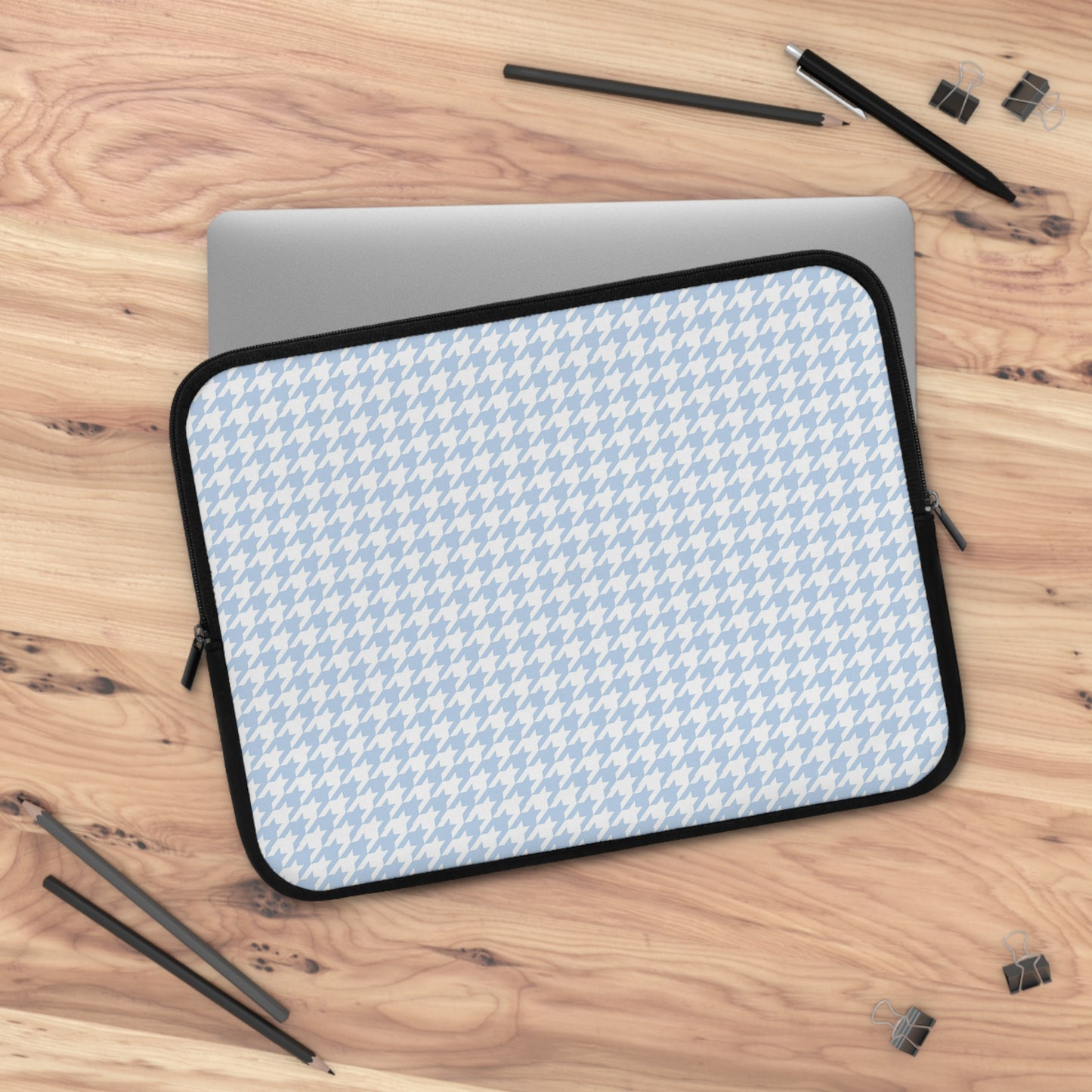 Skyblue Houndstooth Laptop Sleeve