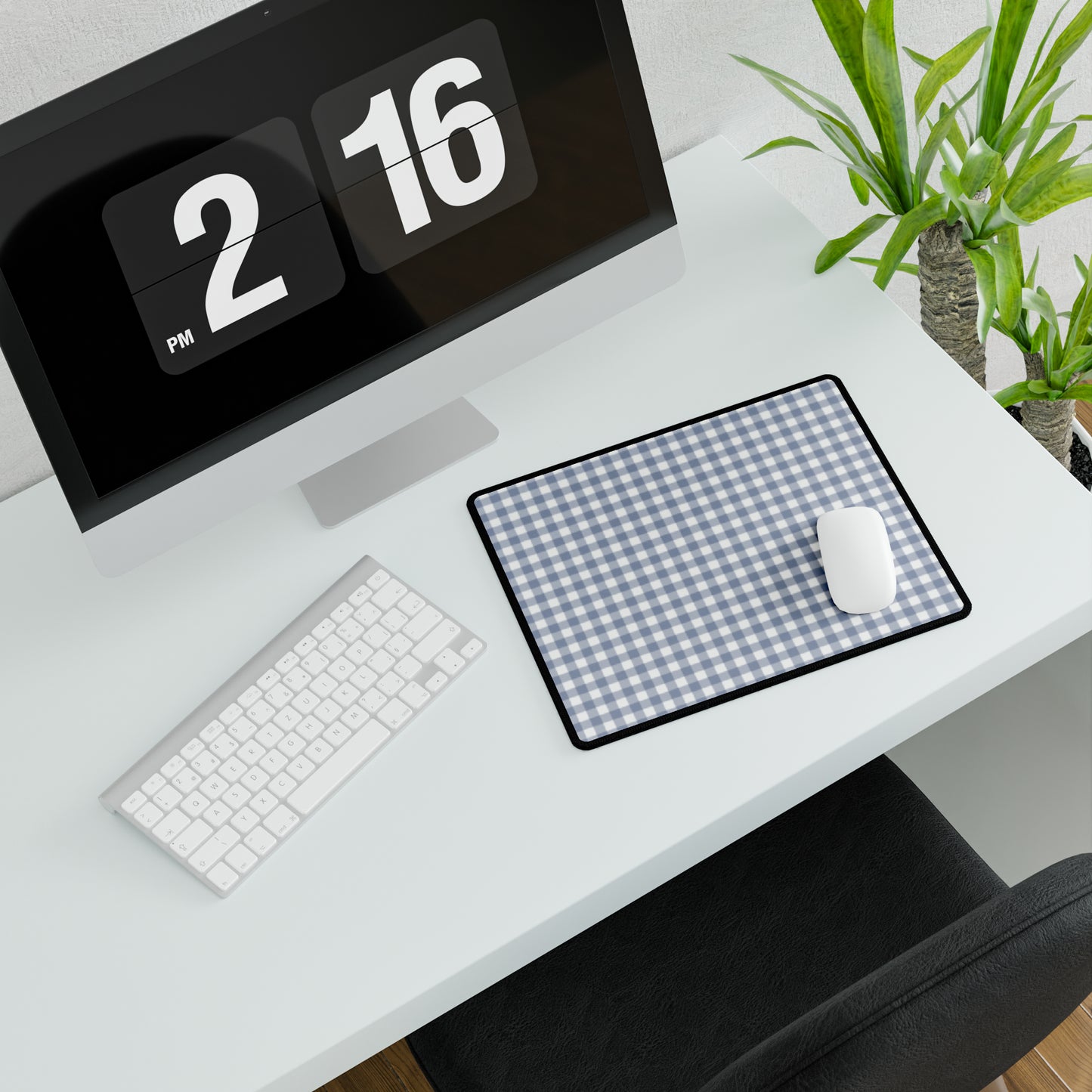 Gingham - Cobalt Blue + White Desk Mat