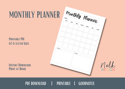 Digital Planner - Monthly Planner - Undated