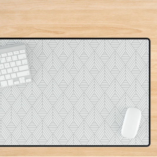 Hygge Triangles Gray + White Desk Mat