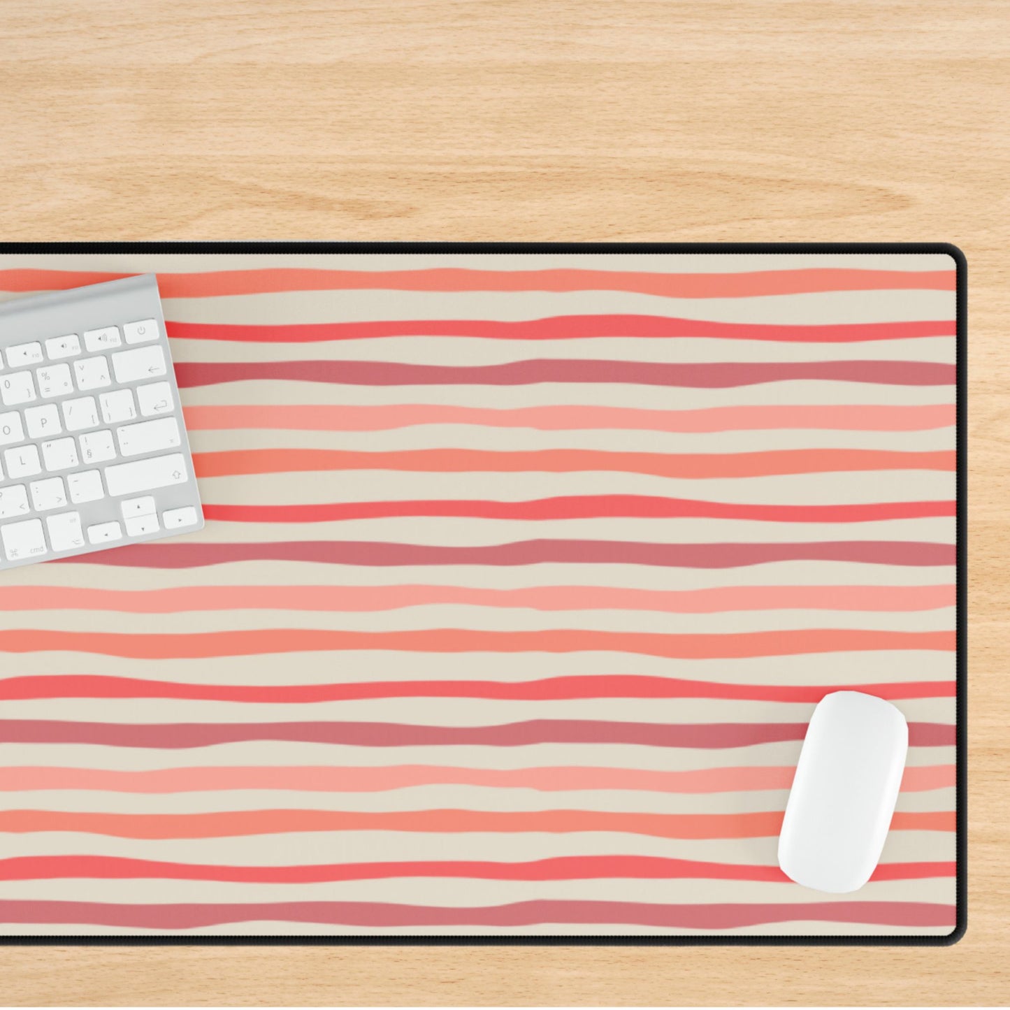 Wave Lines Peach Tones Desk Mat