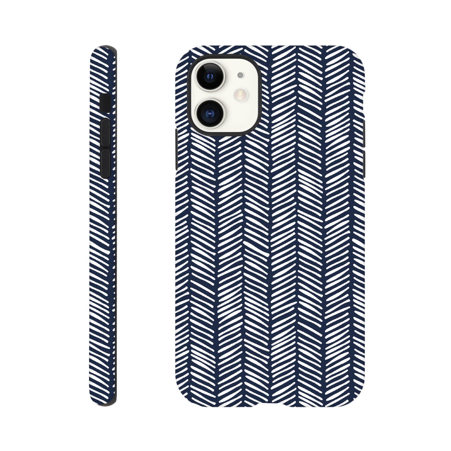 Herringbone Pattern in Navy Blue - Phone Case