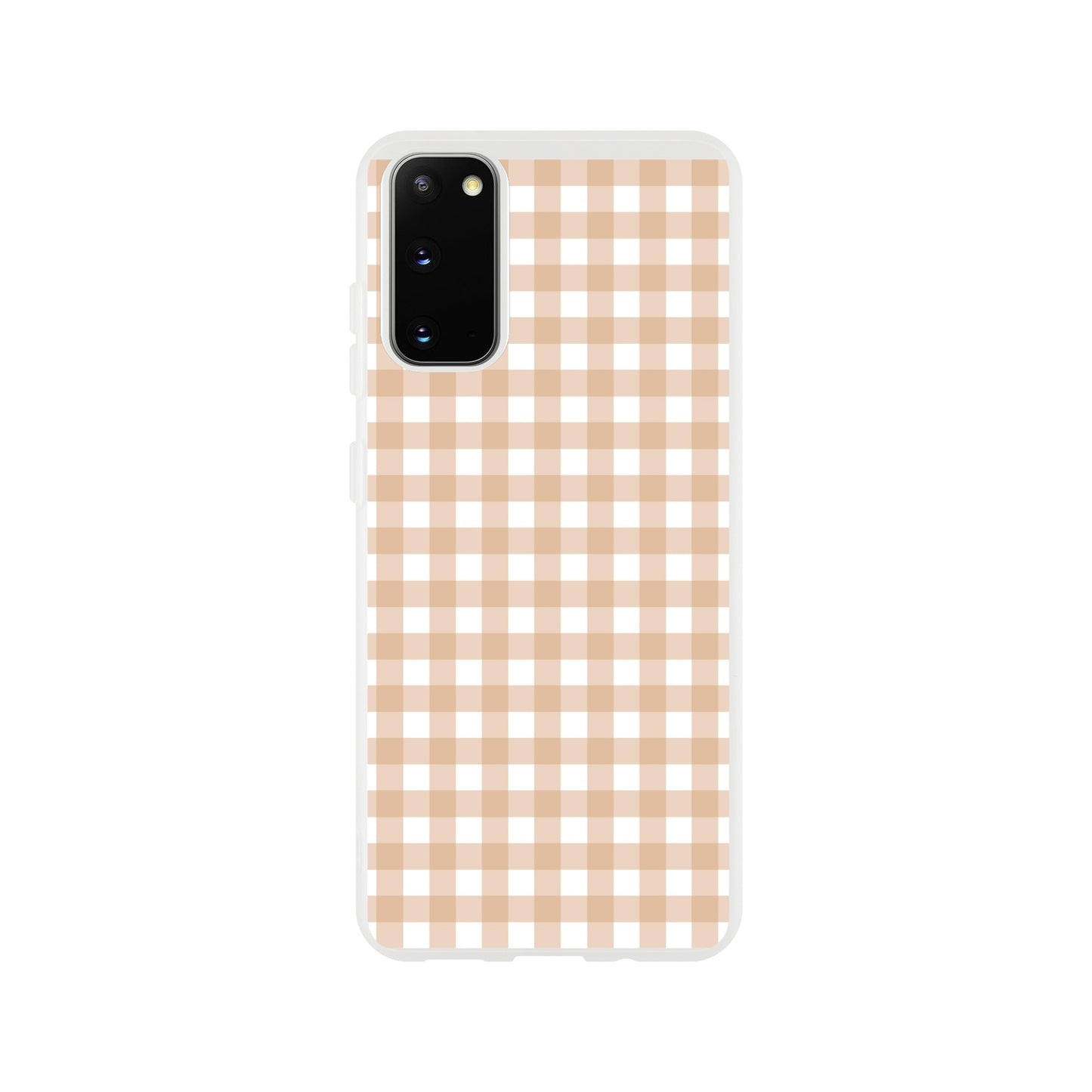 Tan and White Gingham Pattern Phone Case - Stylish and Protective