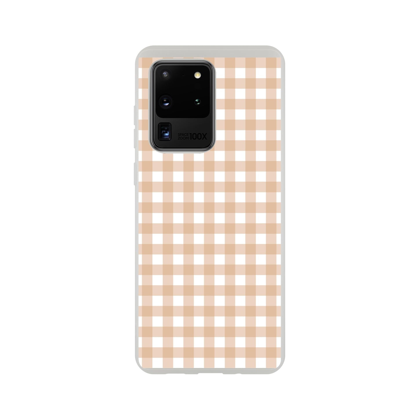 Tan and White Gingham Pattern Phone Case - Stylish and Protective