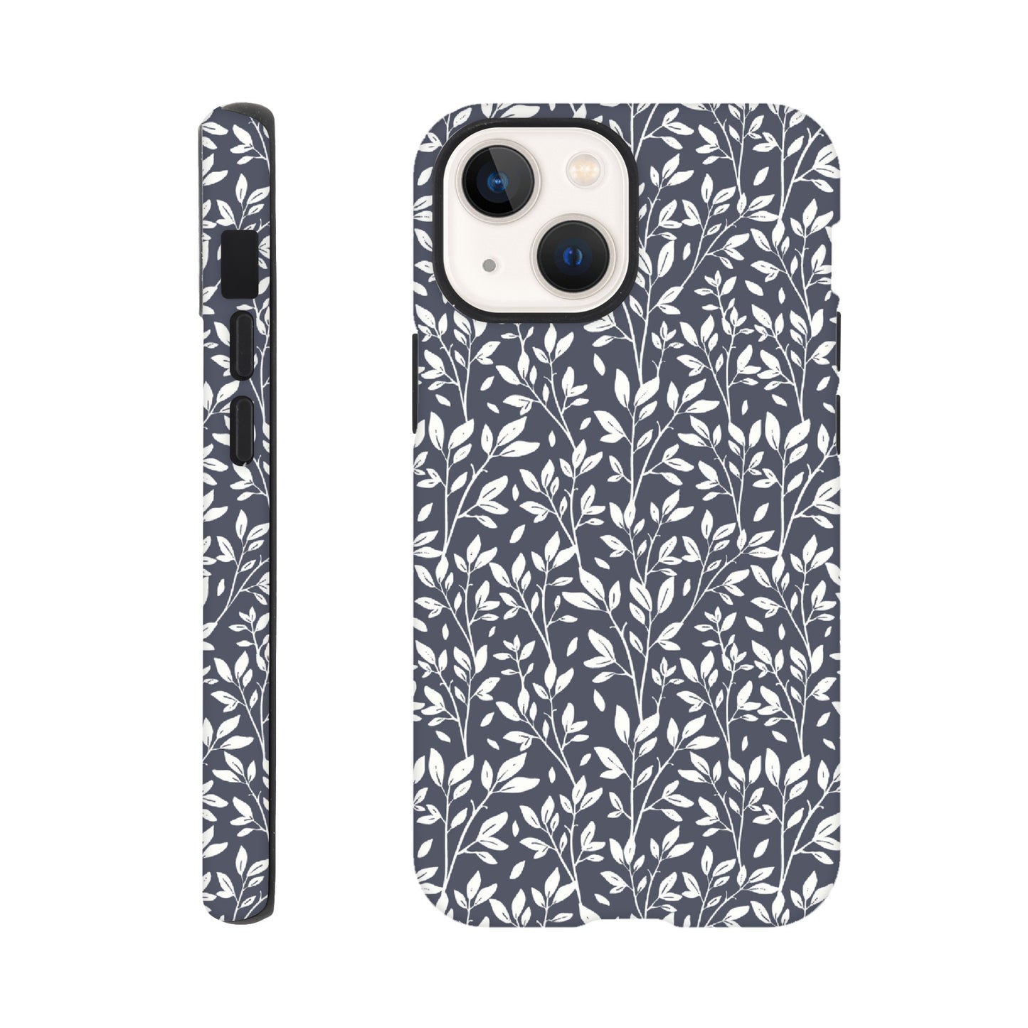 Deep Grey Botanical Leaves Phone Case - Stylish & Protective