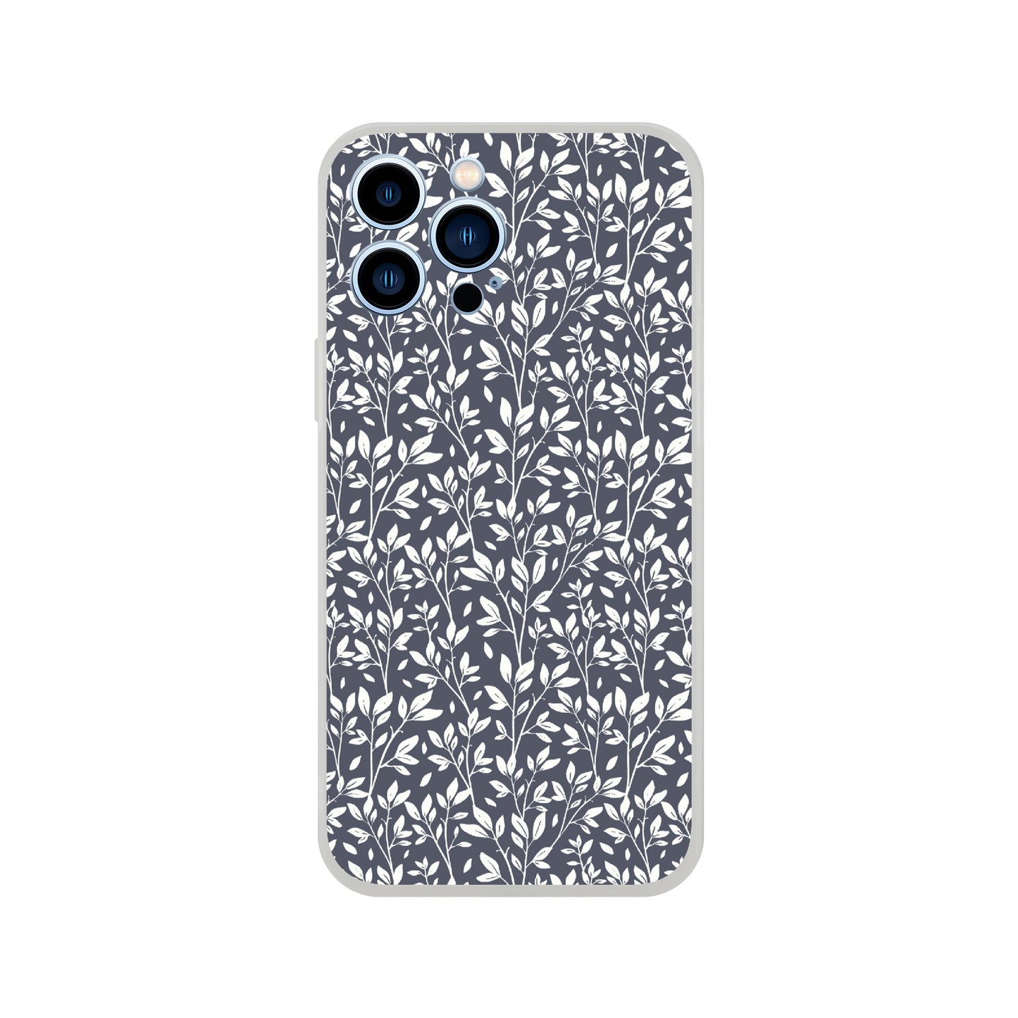 Deep Grey Botanical Leaves Phone Case - Stylish & Protective