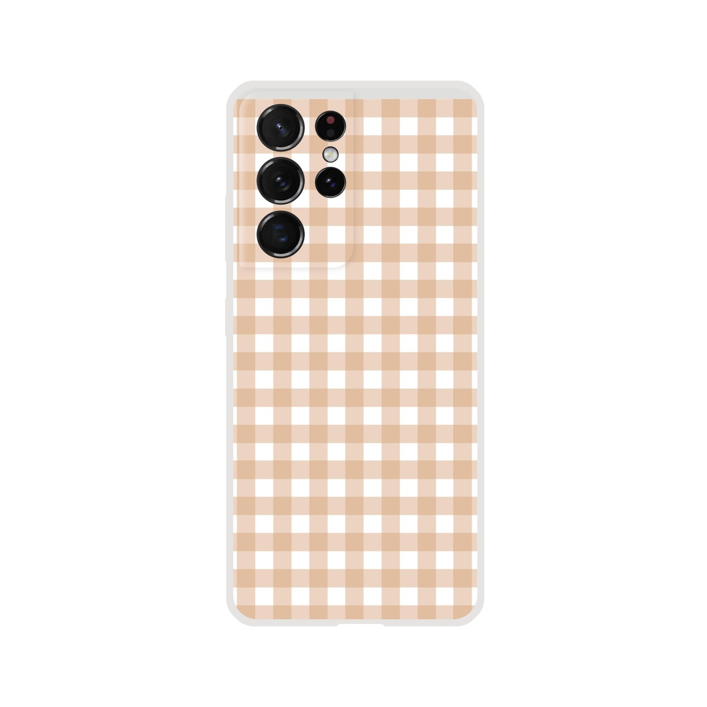 Tan and White Gingham Pattern Phone Case - Stylish and Protective