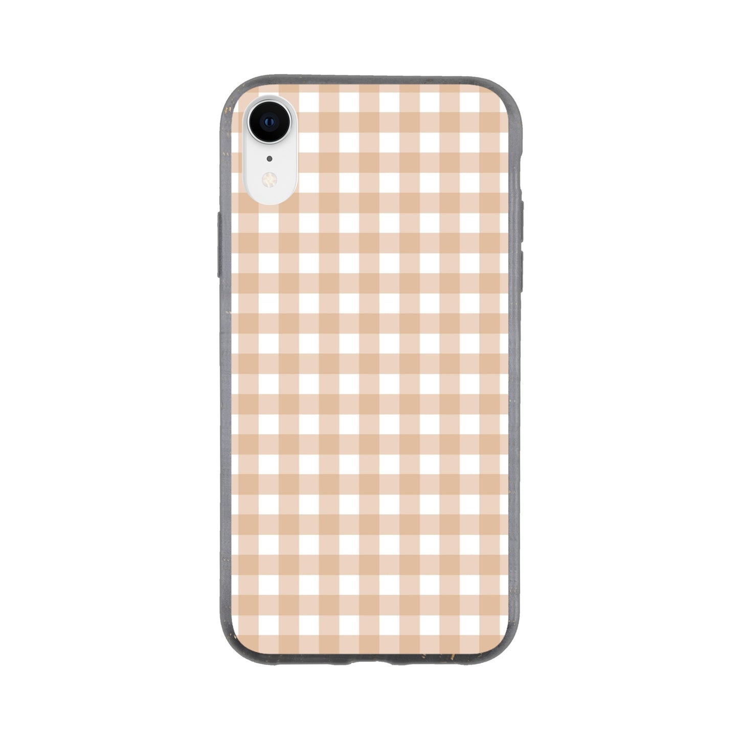 Tan and White Gingham Pattern Phone Case - Stylish and Protective