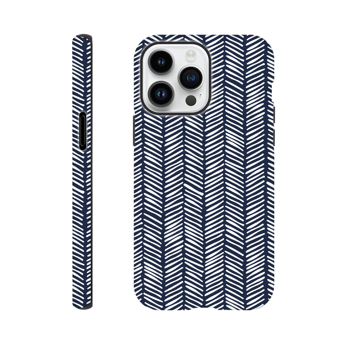 Herringbone Pattern in Navy Blue - Phone Case