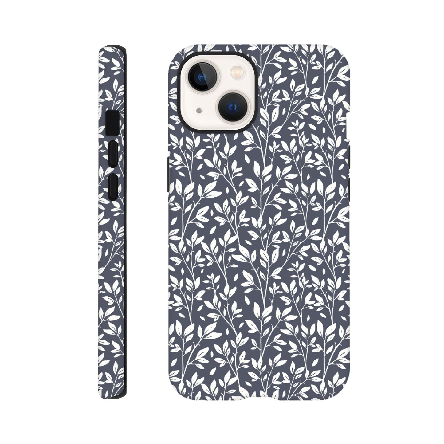 Deep Grey Botanical Leaves Phone Case - Stylish & Protective