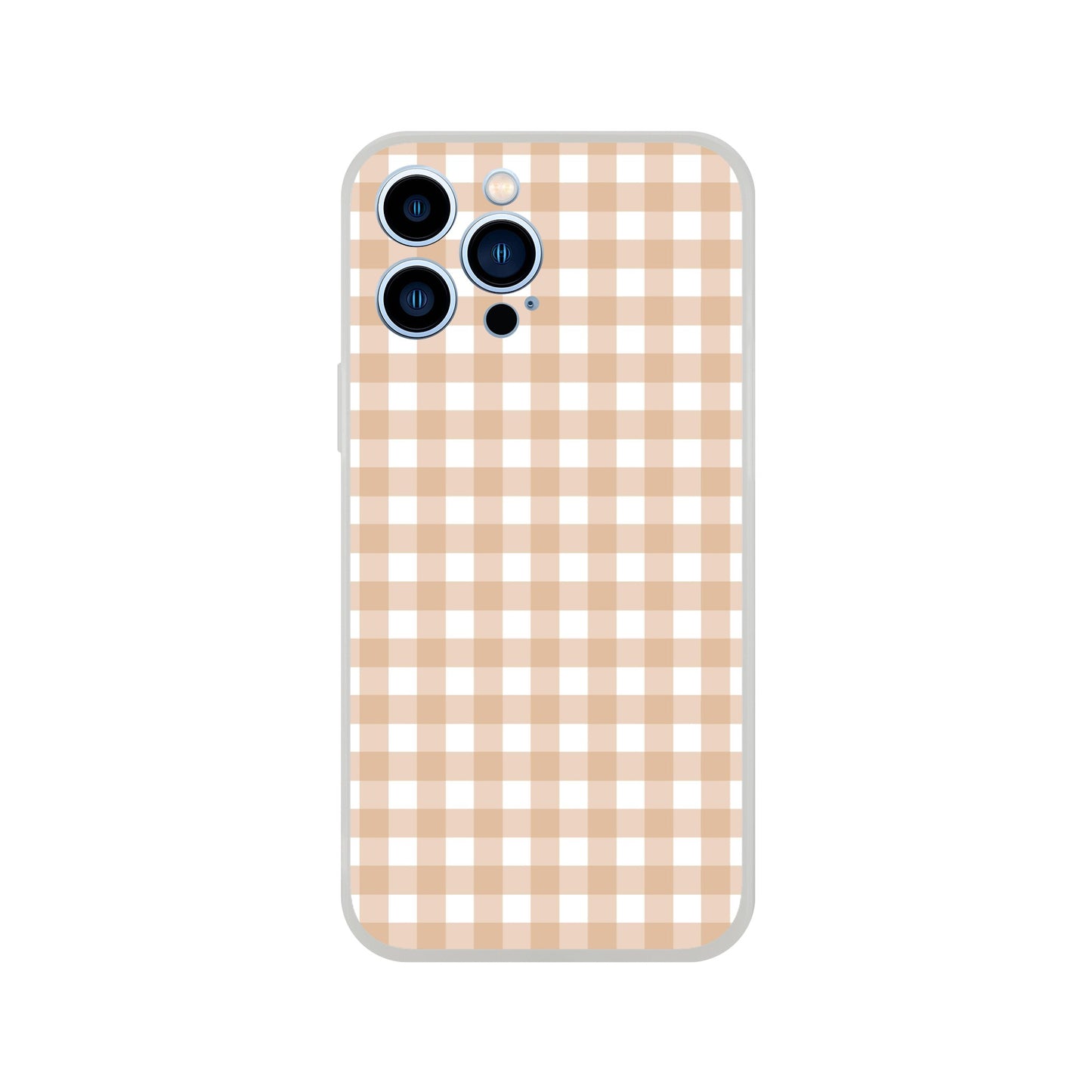 Tan and White Gingham Pattern Phone Case - Stylish and Protective