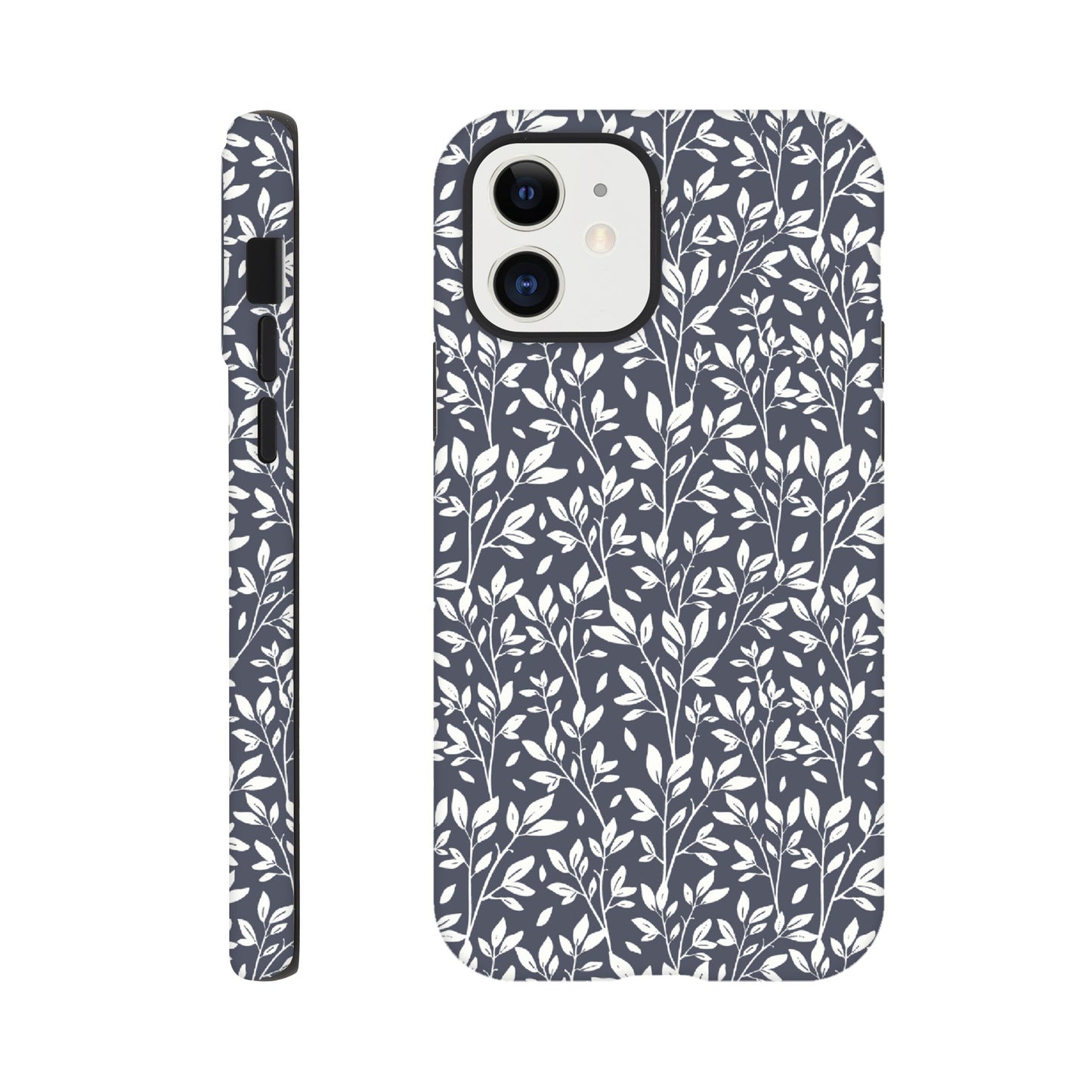 Deep Grey Botanical Leaves Phone Case - Stylish & Protective