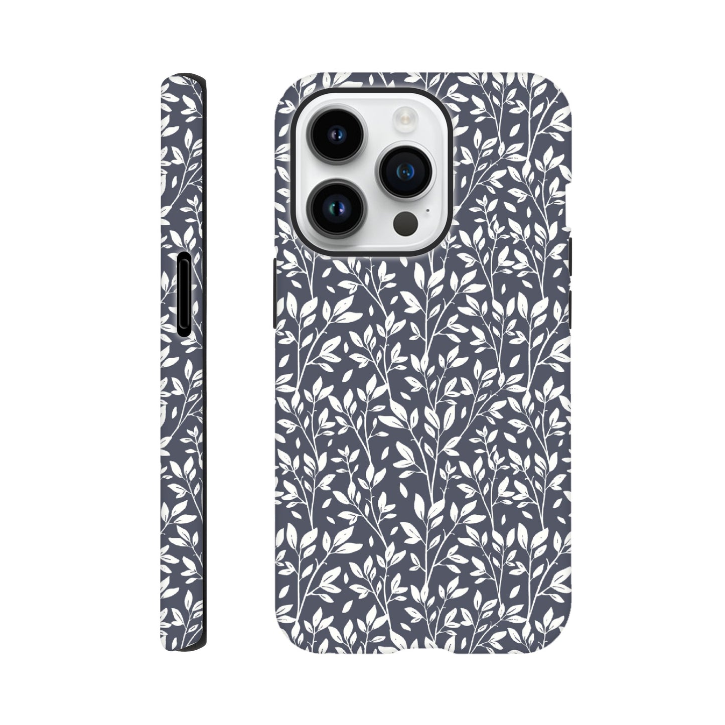 Deep Grey Botanical Leaves Phone Case - Stylish & Protective