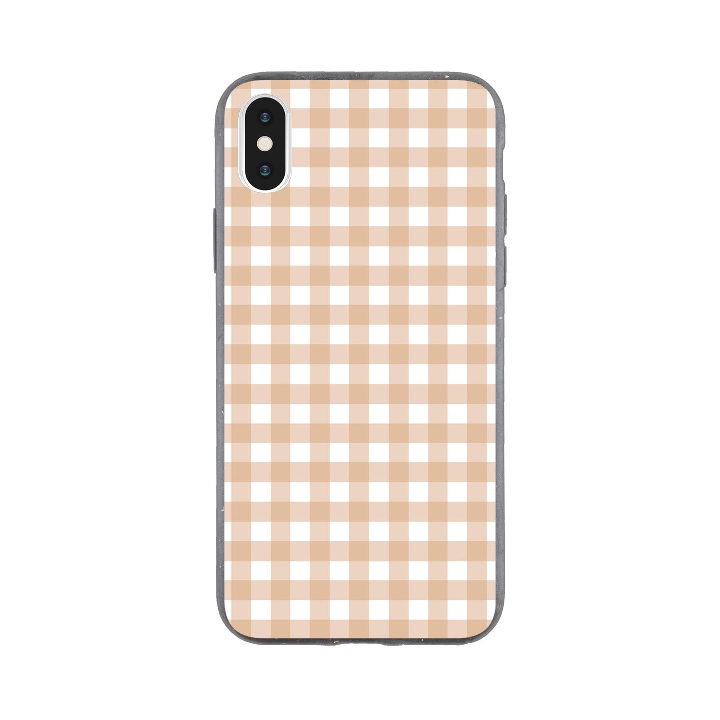 Tan and White Gingham Pattern Phone Case - Stylish and Protective