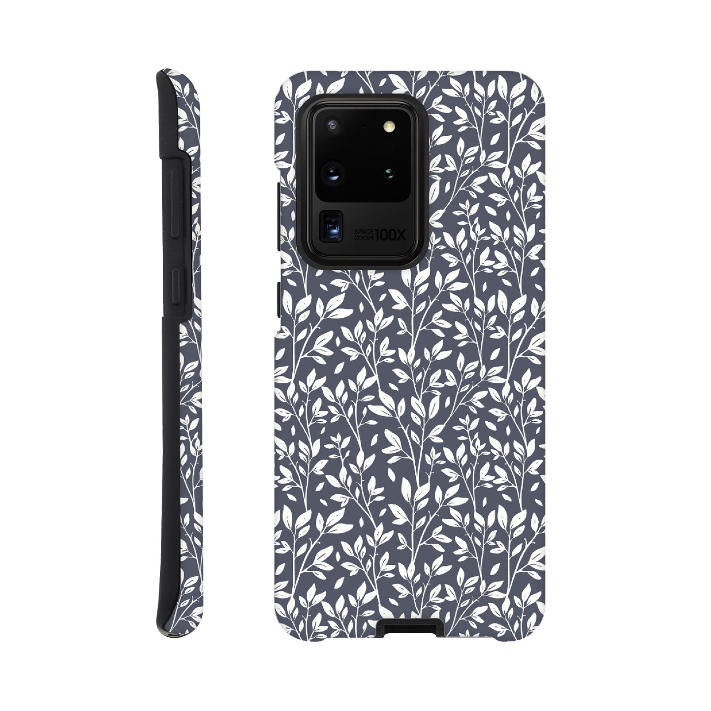 Deep Grey Botanical Leaves Phone Case - Stylish & Protective