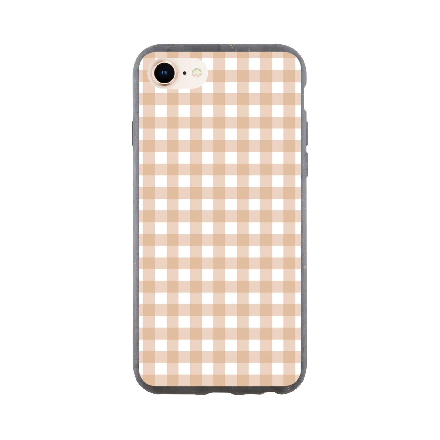 Tan and White Gingham Pattern Phone Case - Stylish and Protective