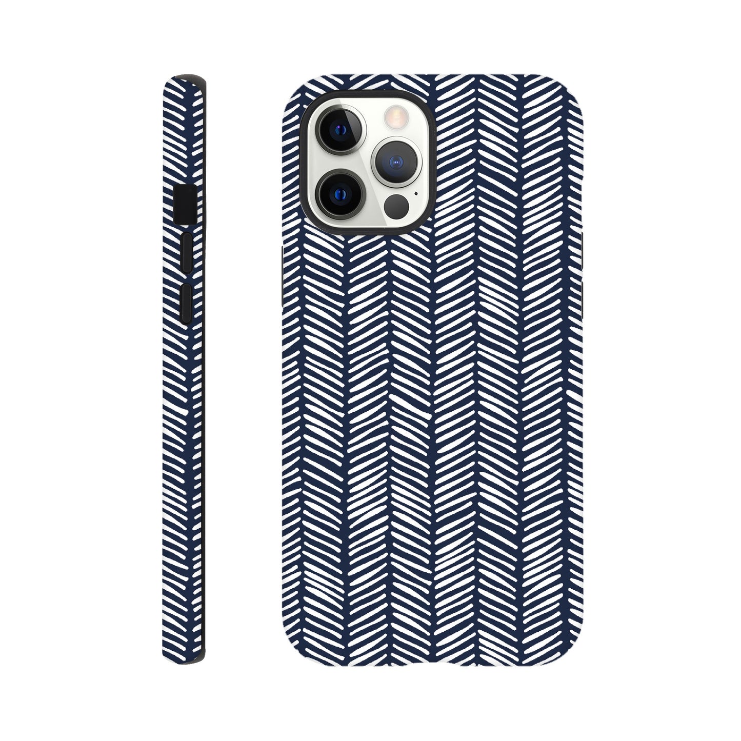 Herringbone Pattern in Navy Blue - Phone Case