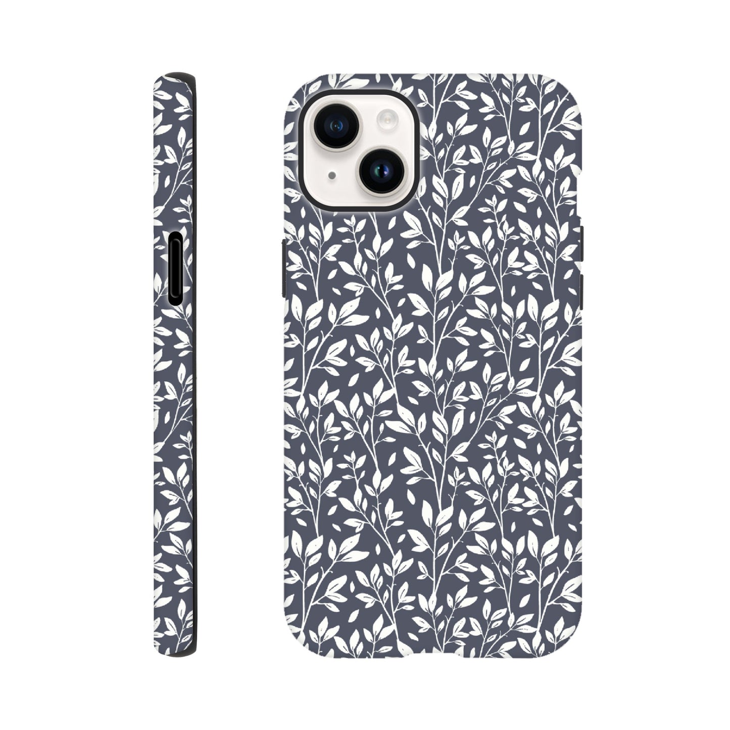 Deep Grey Botanical Leaves Phone Case - Stylish & Protective