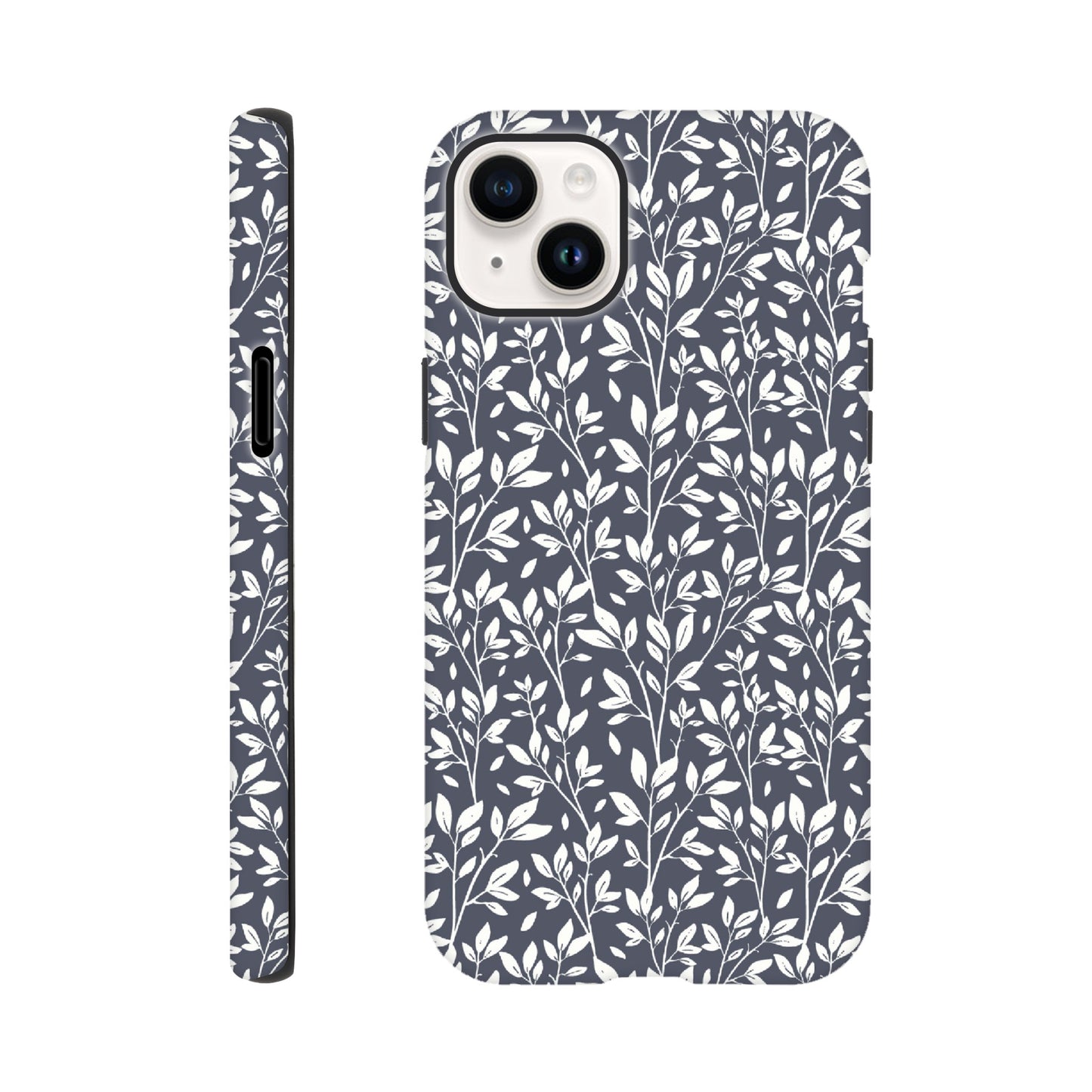 Deep Grey Botanical Leaves Phone Case - Stylish & Protective