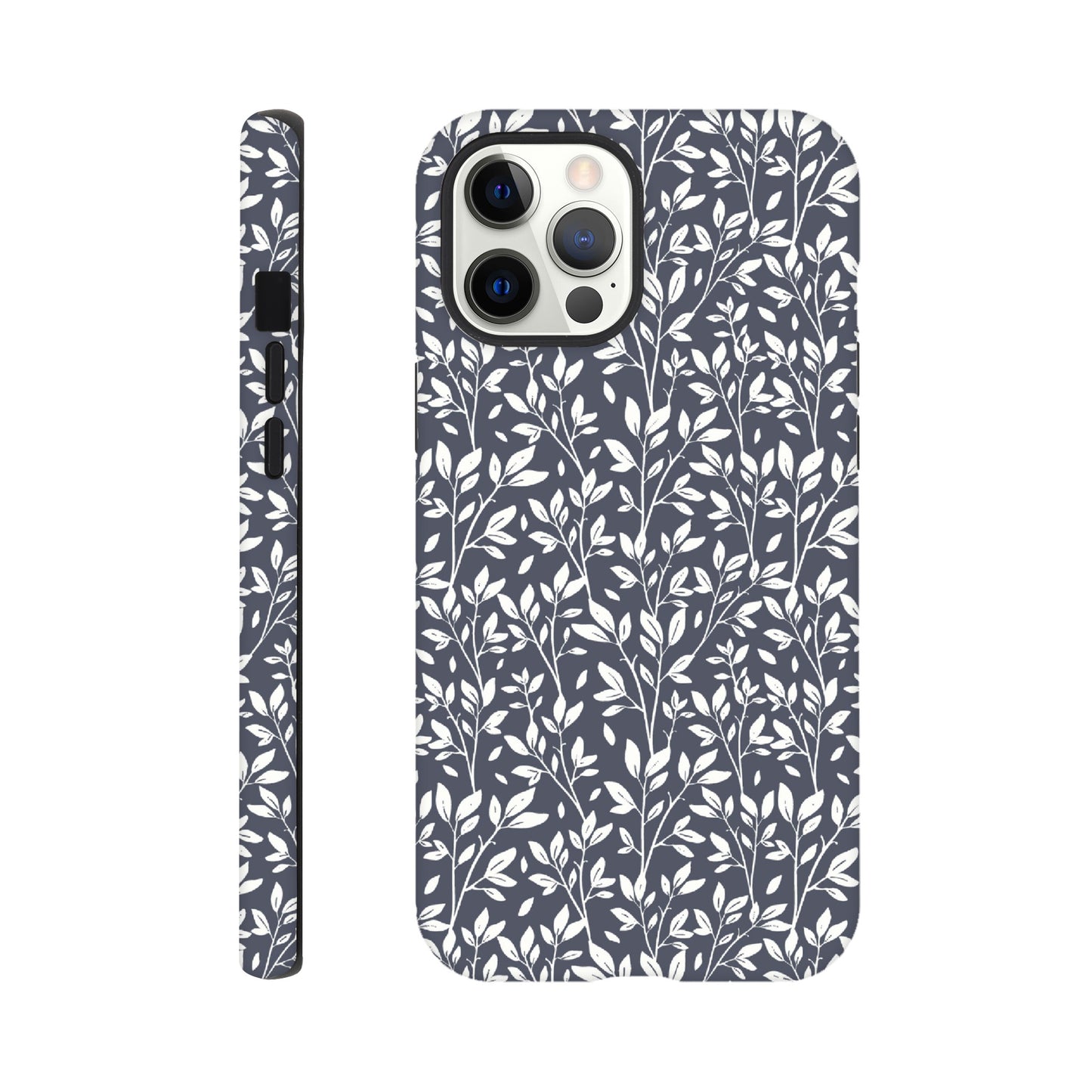 Deep Grey Botanical Leaves Phone Case - Stylish & Protective