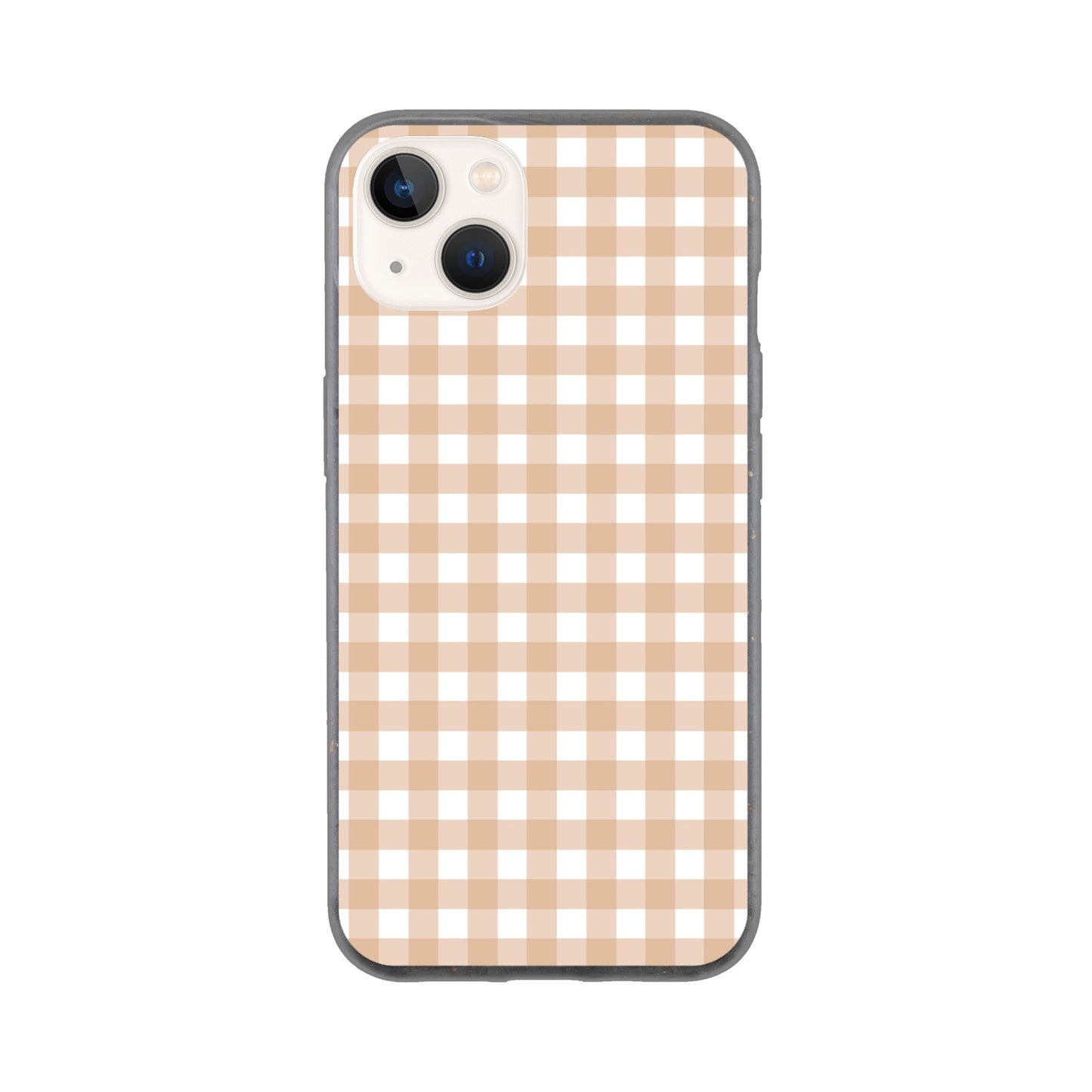 Tan and White Gingham Pattern Phone Case - Stylish and Protective