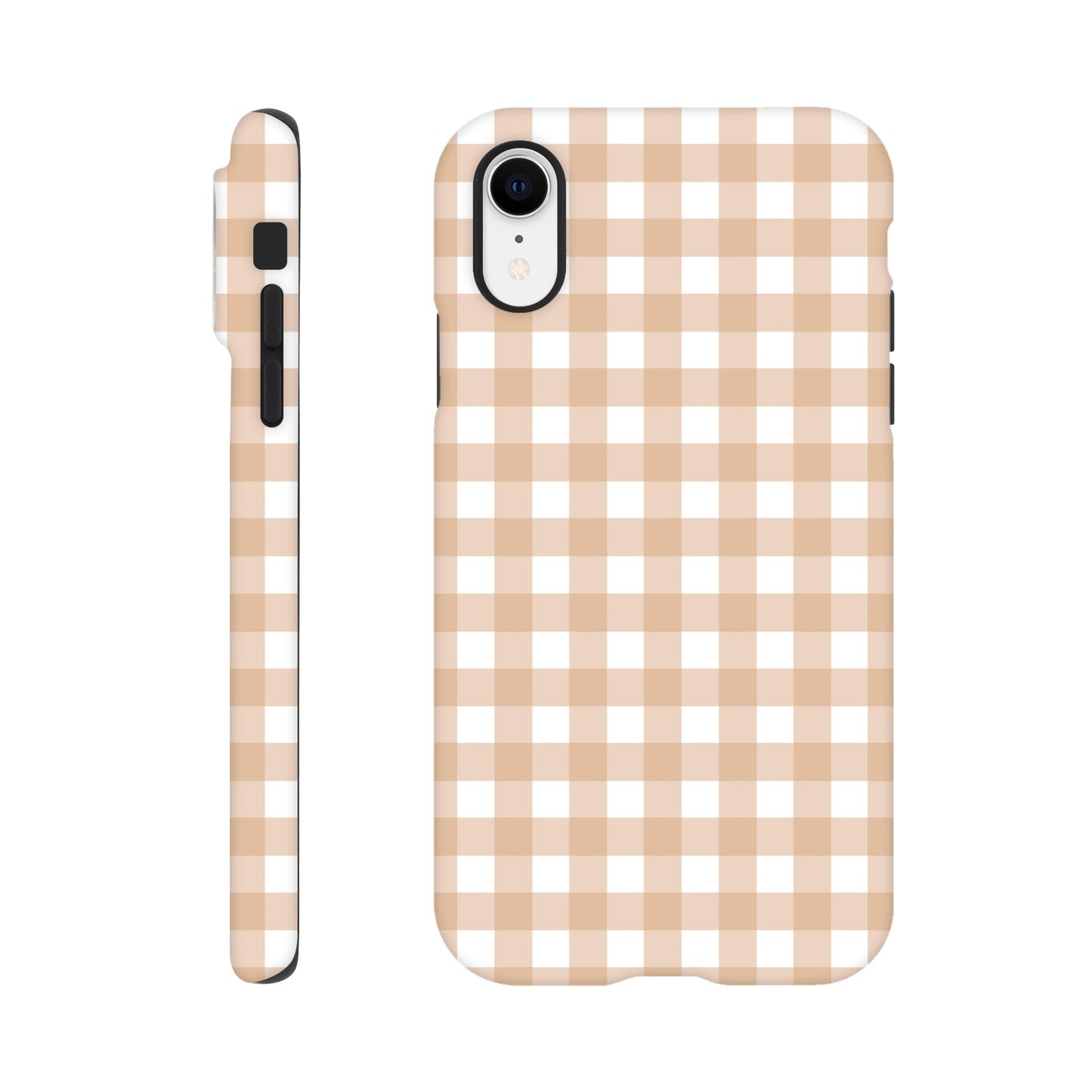 Tan and White Gingham Pattern Phone Case - Stylish and Protective